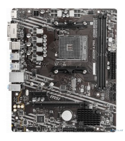 Материнская плата MSI A520M-A PRO, AM4, AMD A520, 2xDDR4, 4xSATA, 1xM.2, 1xPCIe 3.0 x16, 1xDVI-D, 1xHDMI, 1x 1Gb LAN, 2xUSB 2.0, 4xUSB 3.2 Gen 1, 3x3.5 мм, 7.1, mATX