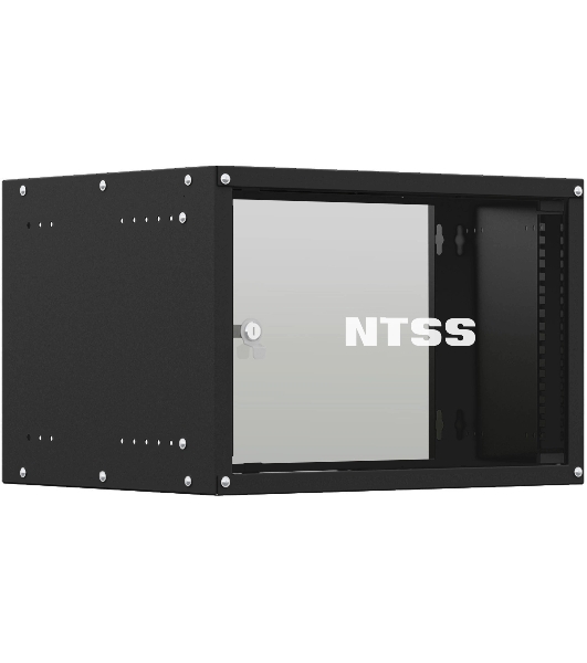 Шкаф коммутационный NTSS Lime (NTSS-WL6U5545GS-BL) настенный 6U 550x450 мм пер. дв. стекл несъемн. бок. пан. 30 кг черный 370 мм 9.6 кг 110 град. 370 мм IP20 сталь