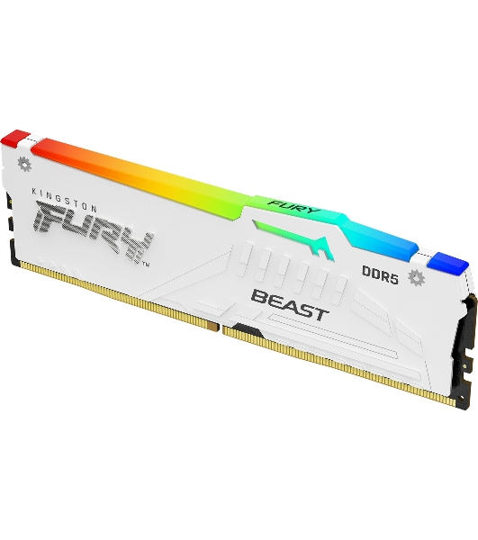 Оперативная память Kingston Fury Beast, DDR5, 32Gb (1x32GB), 5600MHz, CL36, DIMM, радиатор, RGB, белый