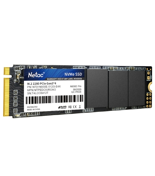 Накопитель SSD Netac N930E Pro, 512Gb, PCIe 3.0 x4, M.2 2280, NVMe, R/W 2080/1700