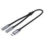Переходник-разветвитель Vention гибкий USB-C M/Jack 3.5 мм F x 2 (Аудио+Микрофон) - 0.3 м, фото2