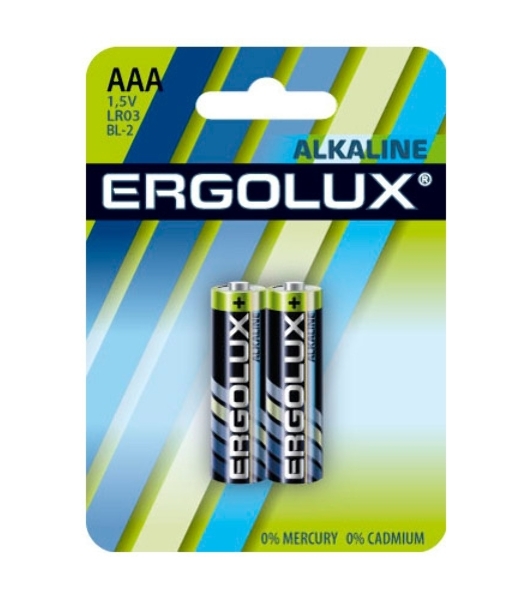 Элемент питания алкалиновый Ergolux LR03 BL-2 1.5В Alkaline (блист.2шт)