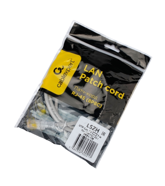 Патч-корд LSZH UTP Cablexpert PP31-1M cat.5e, 1м, литой, многожильный, серый