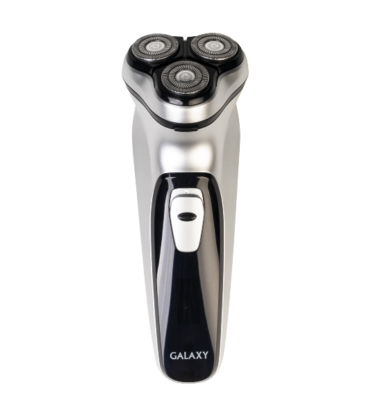 Электробритва Galaxy Line GL 4209, серебряный с черным, роторная, аккумуляторная, 5 Вт, Li-Ion аккумулятор емкостью 600 мА*ч, время непрерывной работы до 1,5 ч, ножи из нержавеющей стали, 3 независимые плавающие головки, возможность промывки бреющего блока, индикатор заряда и работы, встроенный триммер для подравнивания висков, USB зарядка
