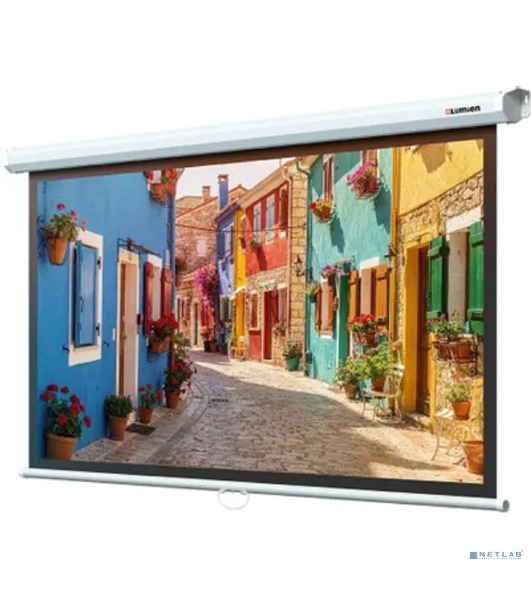 Настенный экран Lumien LEP-100127 Eco Picture 157х227см (рабочая область 124х221 см) (100') Matte White верх.кайма 30 см, восьмигранный корпус, возможность потолочн./настенного крепления, 16:9, цвет корпуса белый (треугольная упаковка)