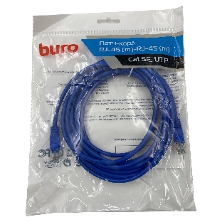 Патч-корд Buro UTP 4 пары cat.5e CCA molded 5м голубой RJ-45 (m)-RJ-45 (m)