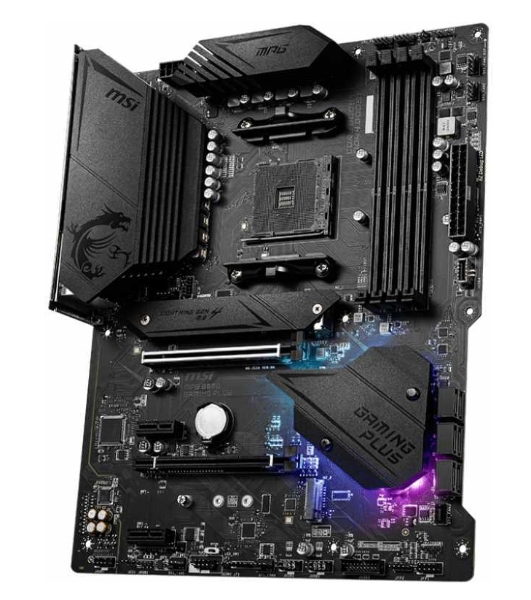 Материнская плата MSI MPG B550 GAMING PLUS, AM4, AMD B550, 4xDDR4, 6xSATA, 2xM.2, 1xPCI-E 4.0 x16, 1xPCI-E 3.0 x4, 2xPCI-E x1, 1xHDMI, 1xDP, 1x 1Gb LAN, 4xUSB-A 2.0, 2xUSB-A 3.2 Gen 1, 1xUSB-A 3.2 Gen 2, 1xUSB-C 3.2 Gen 2, 5x3.5 мм, 7.1, ATX