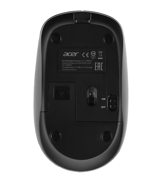 Мышь беспроводная Acer OMR307 черный, 1600 dpi, радиоканал, USB, кнопки - 4