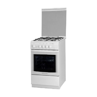 Плита газовая De Luxe 506040.05Г (КР) белый, конфорок 4 шт, духовка 54 л, 50 см x 85 см x 60 см