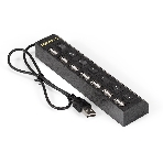 USB-концентратор ExeGate EX293978RUS DUB-72SW (кабель-адаптер USB2.0 --> 7xUSB2.0, кнопки включения/отключения для каждого порта, Plug&Play, черный), фото 1