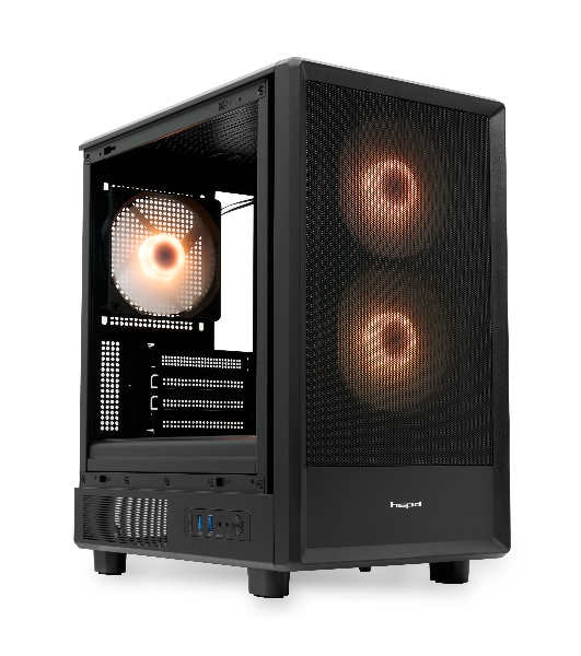 Компьютерный корпус HSPD M310, Mesh Mini-tower, черный, TG, 0.4 SPCC, 3x120мм ARGb mATX, mITX 180/280/160мм 1x2.5', 1x3.5', 4xPCI 2xUSB-A 3.0 452x277x418мм