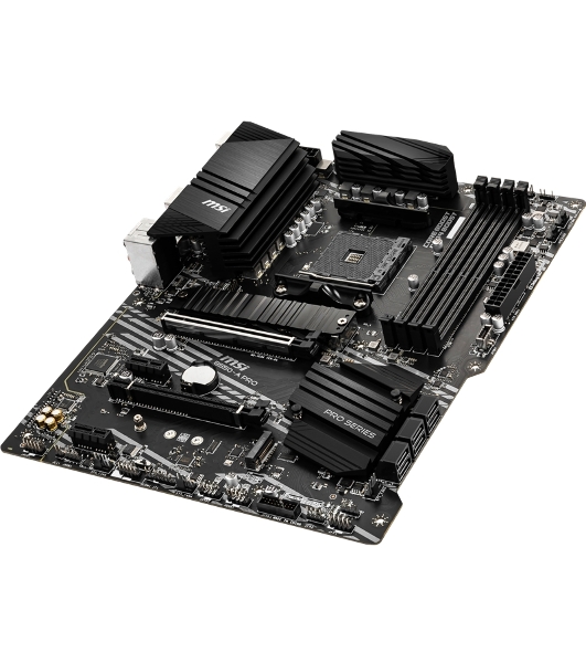 Материнская плата MSI B550-A PRO, AM4, AMD B550, 4xDDR4, 6xSATA, 2xM.2, 1xPCI-E 4.0 x16, 1xPCI-E 3.0 x16, 2xPCI-E x1, 1xHDMI, 1xDP, 1x 1Gb LAN, 4xUSB-A 2.0, 2xUSB-A 3.2 Gen 1, 1xUSB-A 3.2 Gen 2, 1xUSB-C 3.2 Gen 2, 6x3.5 мм, 7.1, ATX