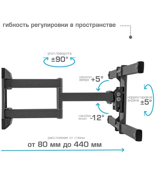 Кронштейн для телевизора Kromax CORBEL-10, 22'-75', макс. 32кг, настенный, поворот и наклон