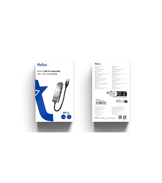 USB-концентратор Netac USB Hub WF11, USB-A to USB3.0*4 (repl. NT08WF11-30GR)