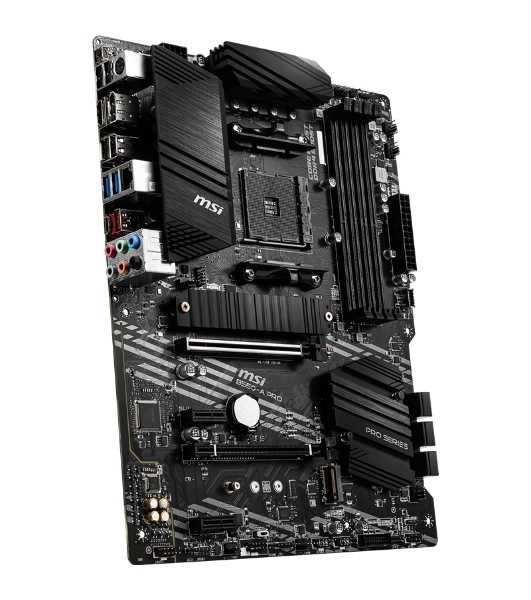Материнская плата MSI B550-A PRO, AM4, AMD B550, 4xDDR4, 6xSATA, 2xM.2, 1xPCI-E 4.0 x16, 1xPCI-E 3.0 x16, 2xPCI-E x1, 1xHDMI, 1xDP, 1x 1Gb LAN, 4xUSB-A 2.0, 2xUSB-A 3.2 Gen 1, 1xUSB-A 3.2 Gen 2, 1xUSB-C 3.2 Gen 2, 6x3.5 мм, 7.1, ATX