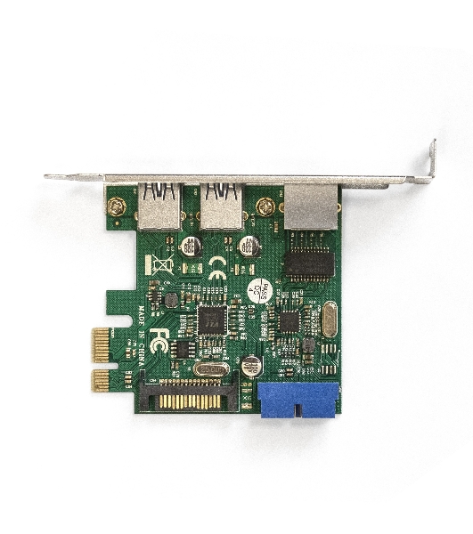 Контроллер ExeGate EX290278RUS EXE-362 PCI-E 2.0, 2*USB 3.0 ext + 1*USB 3.0 int + LAN UTP 1000Mbps, разъем доп.питания (OEM)