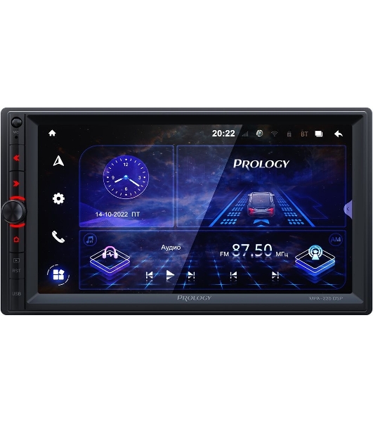 Автомагнитола Prology MPA-220 DSP, 2 DIN, 7', Android 10, Bluetooth, USB Type-A, AUX, GPS, 4G, пульт ДУ