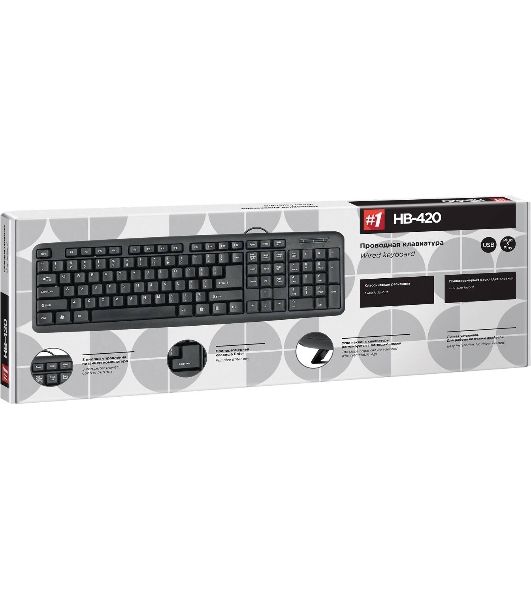 Клавиатура проводная Defender HB-420, USB, черный