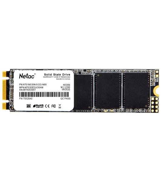 Накопитель SSD Netac N535N, 512Gb, M.2 2280, SATA-III, R/W 540/490
