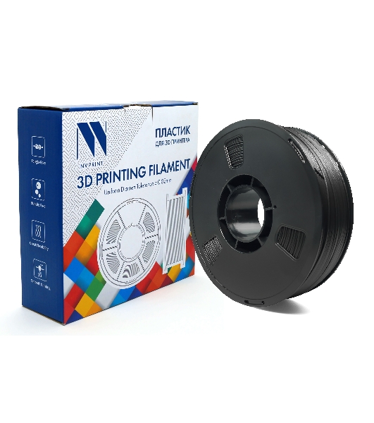 Филамент NVPrint PETG Carbon Fiber Black c карбоновыми волокнами, черный, для 3D печати диаметр 1.75мм масса 1 кг