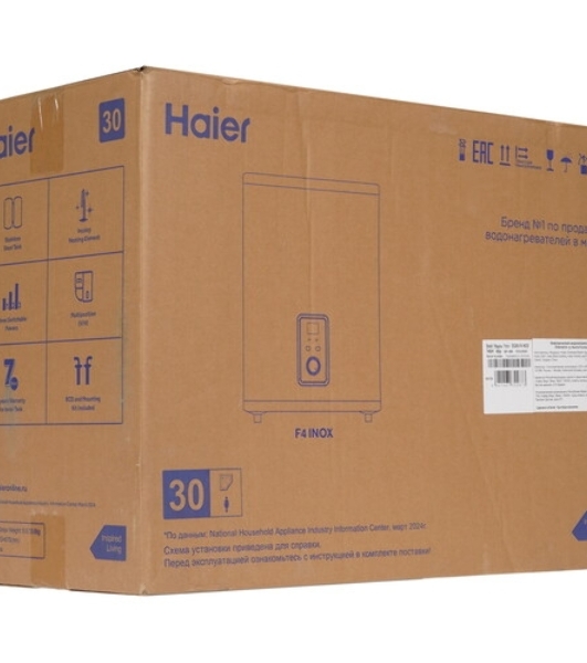 Водонагреватель электрический Haier ES30V-F4 INOX серебристый, накопительный, 30 л, 2 кВт