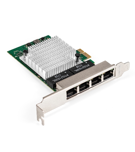 Сетевой адаптер ExeGate EXE-564 (PCI-E x1 v2.0, 4xRJ45, UTP 10/100/1000Mbps, Realtek Chipset RTL8111H+ASM1184e)