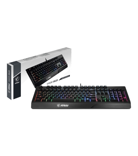 Клавиатура проводная MSI VIGOR GK20 RU черный USB Multimedia for gamer LED (подставка для запястий)