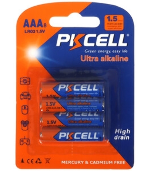 Щелочной/алкалиновый элемент питания PKCELL LR03-8B тип - AAА 8 шт в блистере