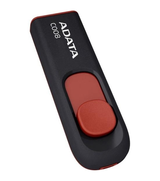 Флешка USB ADATA С008 (AC008-32G-RKD), 32Gb, USB 2.0, R/W 15/5, черный/красный