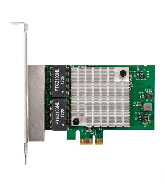 Сетевой адаптер ExeGate EXE-564 (PCI-E x1 v2.0, 4xRJ45, UTP 10/100/1000Mbps, Realtek Chipset RTL8111H+ASM1184e)