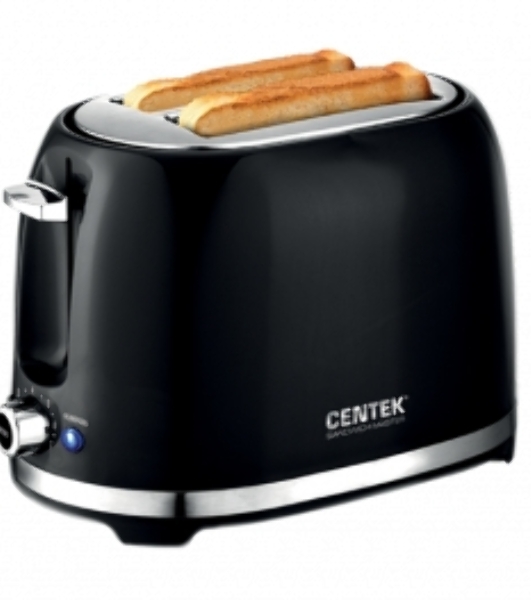 Тостер Centek СТ-1432 черный/стальной, 850 Вт, 2 слота