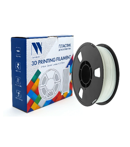 Филамент NV PRINT TPU Silk White для 3D печати белый диаметр 1.75мм длина 330 метров масса 1 кг