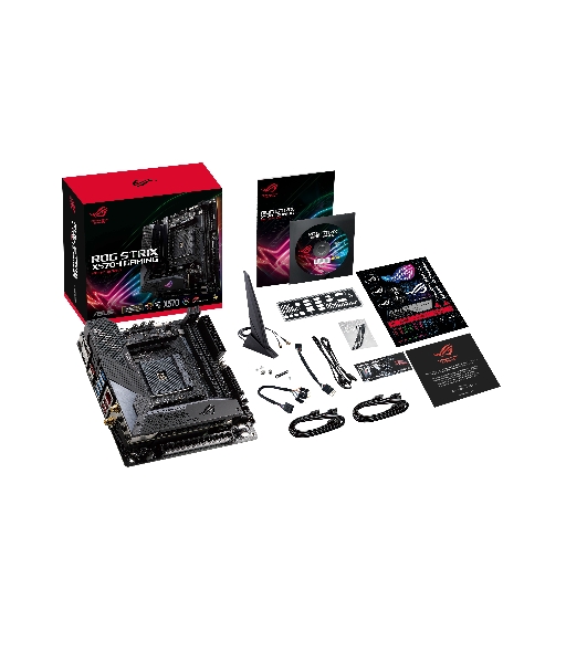 Материнская плата ASUS ROG STRIX X570-I GAMING, AM4, AMD X570, 2xDDR4, 4xSATA, 2xM.2, 1xPCIe 4.0 x16, 1xHDMI, 1xDP, 1x1Gb LAN, Wi-Fi 6, Bluetooth 5.0, 1xUSB-C 10Gbps, 3xUSB-A 10Gbps, 4xUSB-A 5Gbps, 2xUSB-A 2.0, 3x3.5 мм, 7.1, ITX