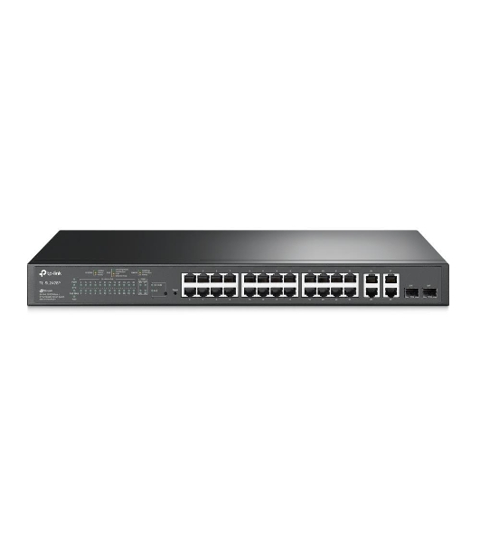 Коммутатор сетевой JetStream 24-port 10/100Mbps + 4-port Gigabit L2 Smart Switch with 24-port PoE+, PoE budget up to 250W, support PoE power management, with abundant L2 features,1U rack mountable, full managed via web UI/CLI/SSH/Telnet/SNMP