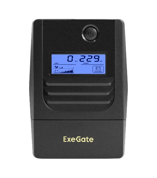 Источник бесперебойного питания ExeGate Smart LB-650.LCD.AVR.2SH.USB (650VA/390W, LCD, AVR, 2*Schuko, USB, батарея 12V 7Ah, черный)