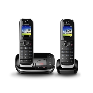 Телефон беспроводной (DECT) Panasonic KX-TGJ322RUB черный (труб. в компл.:2шт) автооветчик АОН