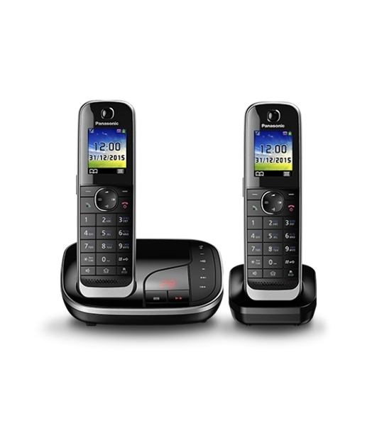 Телефон беспроводной (DECT) Panasonic KX-TGJ322RUB черный (труб. в компл.:2шт) автооветчик АОН