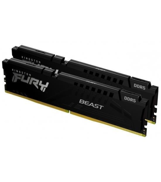 Оперативная память Kingston Fury Beast, DDR5, 32GB (2x16GB), 5200MHz, CL40, DIMM, радиатор, черный