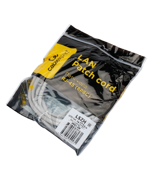Патч-корд LSZH UTP Cablexpert PP31-2M cat.5e, 2м, литой, многожильный, серый