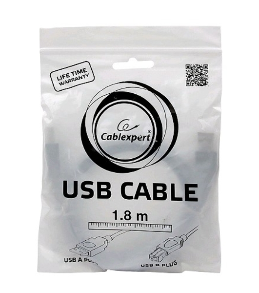 Кабель USB2.0 Pro Cablexpert CCP-USB2-AMBM-6G, AM/BM, 1.8м, экран, серый