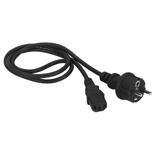 Шнур питания C13-Schuko прямая, 3х0.75, 220В, 10А, черный, 1 метр
