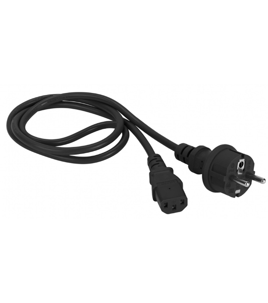 Шнур питания C13-Schuko прямая, 3х0.75, 220В, 10А, черный, 1 метр