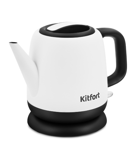 Чайник электрический Kitfort KT-6112 1 л, 1630 Вт, белый/черный (корпус: нержавеющая сталь)