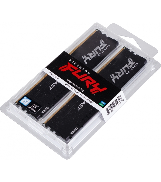 Оперативная память Kingston Fury Beast, DDR5, 32GB (2x16GB), 5200MHz, CL40, DIMM, радиатор, черный
