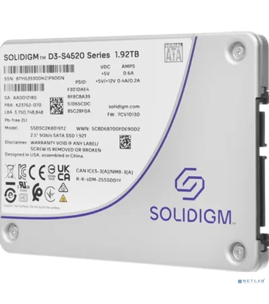 Накопитель SSD Solidigm Intel S4520 Series SSD SATA 2.5' 1.92TB