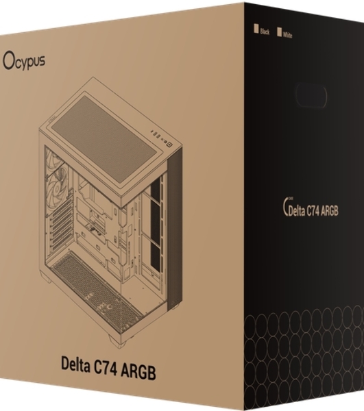 Корпус Ocypus Delta C74 ARGB Black, Midi-Tower, чёрный, 2 x 120 мм