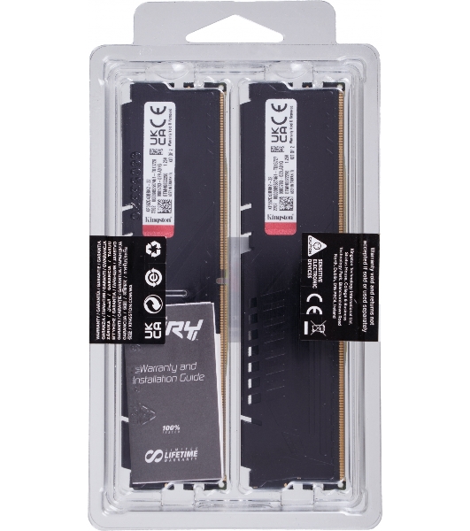 Оперативная память Kingston Fury Beast, DDR5, 32GB (2x16GB), 5200MHz, CL40, DIMM, радиатор, черный