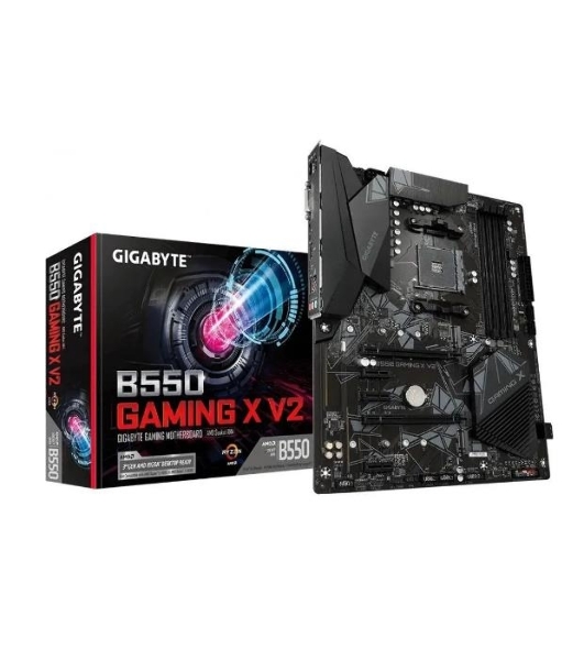 Материнская плата Gigabyte B550 GAMING X V2, AM4, AMD B550, 4xDDR4, 4xSATA, 2xM.2, 1xPCI-E 4.0 x16, 1xPCI-E 3.0 x2, 1xHDMI, 1xDVI-D, 1x 1Gb LAN, 1xUSB 3.2 Gen 2, 3xUSB 3.2 Gen 1, 2xUSB 2.0, 3x3.5 мм, 7.1, Standard-ATX