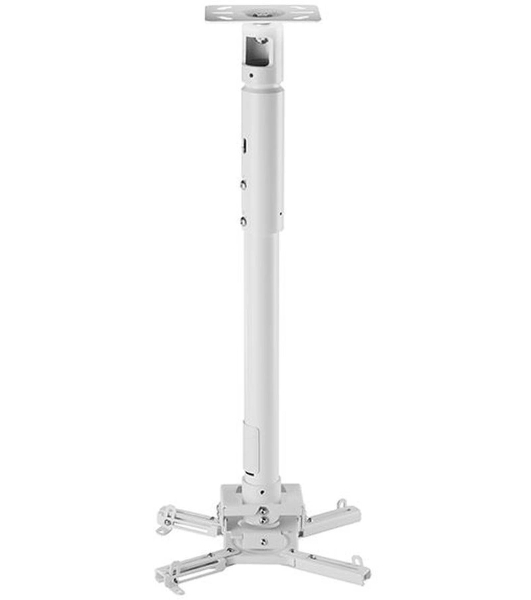 Универсальный потолочный комплект Wize Pro PR24A-W состоящий из крепления+штанги 46-61 см +площадки к потолку для проектора, макс. расстояние между крепежными отверстиями 430 мм, наклон +/- 25°, поворот +/- 6°, вращение 360°, до 23 кг, белый. PR24A-W