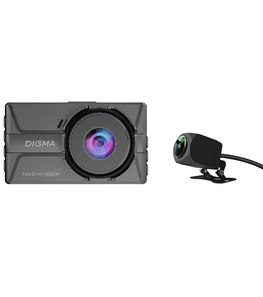 Видеорегистратор Digma FreeDrive 300DW, 2560x1440, 3', с камерой заднего вида, Wi-Fi, G-сенсор, датчик движения